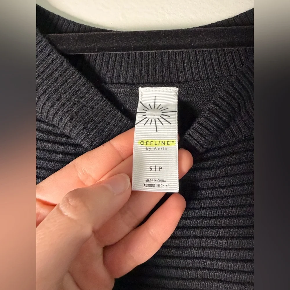 Aerie Offlinedrop sweater stretchy Black Sz S Oversized Athleisure Minimalist - Picture 5 of 9
